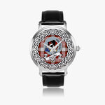 MacFie Scottish Clan Tartan Crest Badge Silver Automatic Watch Size 46mm