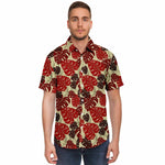 Men Hawaiian Shirt Checkerboard Hibiscus Hawaiian Floral Red Hawaiian Men Short Sleeve Shirt