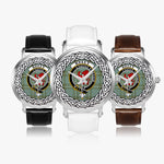 Kelly Scottish Clan Tartan Crest Badge Silver Automatic Watch Size 46mm