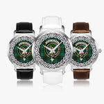 MacAlpine Scottish Clan Tartan Crest Badge Silver Automatic Watch Size 46mm