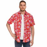 Men Hawaiian Shirt Checkerboard Hibiscus Hawaiian Floral Men Short Sleeve Shirt