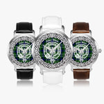 Scottish Mow Clan Tartan Crest Badge Silver Automatic Watch Size 46mm