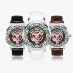 McCulloch Clan Tartan Crest Badge Silver Automatic Watch Size 46mm