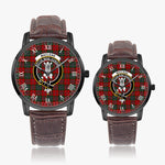 Scottish MacLean Family Crest Quartz Watch With Leather Strap - Tartan Watch Instafamous Quartz Leather Strap Plaid Watch