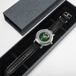 Halkett Scottish Clan Tartan Crest Badge Silver Automatic Watch Size 46mm