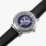 Scottish Fleming Clan Tartan Crest Badge Silver Automatic Watch Size 46mm