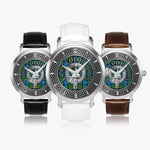 Clan Colquhoun Crest & Tartan Knot Sterling Silver Unisex Automatic Watch (Silver) Size 46mm