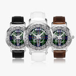 Scottish MacKenzie Clan Tartan Crest Badge Silver Automatic Watch Size 46mm