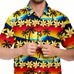 Men Hawaiian Shirt Blue Wave at Sunrise Hawaiian Men Short Sleeve Shirt