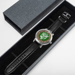 Boyle Clan Tartan Crest Badge Silver Automatic Watch Size 46mm