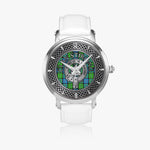 Clan Stirling Crest & Tartan Knot Sterling Silver Unisex Automatic Watch (Silver) Size 46mm