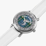 Cleland Scottish Clan Tartan Crest Badge Silver Automatic Watch Size 46mm