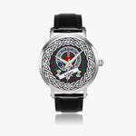 Logan Scottish Clan Tartan Crest Badge Silver Automatic Watch Size 46mm