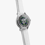 Clan Gunn Crest & Tartan Knot Sterling Silver Unisex Automatic Watch (Silver) Size 46mm