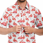 Men Hawaiian Shirt Flamingos Pattern Hawaiian Men Short Sleeve Shirt