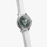 Clan Gordon Crest & Tartan Knot Sterling Silver Unisex Automatic Watch (Silver) Size 46mm