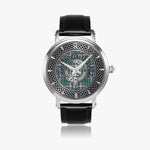 Clan MacDowall Crest & Tartan Knot Sterling Silver Unisex Automatic Watch (Silver) Size 46mm