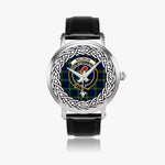 Meldrum Scottish Clan Tartan Crest Badge Silver Automatic Watch Size 46mm