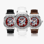 MacQueen Scottish Clan Tartan Crest Badge Silver Automatic Watch Size 46mm
