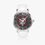 Clan Donnachaidh Robertson Crest & Tartan Knot Sterling Silver Unisex Automatic Watch (Silver) Size 46mm