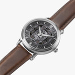 Clan MacPherson Crest & Tartan Knot Sterling Silver Unisex Automatic Watch (Silver) Size 46mm