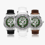 Scottish Gray Clan Tartan Crest Badge Silver Automatic Watch Size 46mm