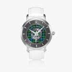 Clan Lamont Crest & Tartan Knot Sterling Silver Unisex Automatic Watch (Silver) Size 46mm
