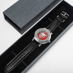MacDonald of Keppoch Scottish Clan Tartan Crest Badge Silver Automatic Watch Size 46mm