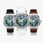 Murray Scottish Clan Tartan Crest Badge Silver Automatic Watch Size 46mm