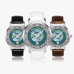 Scottish Lockhart Clan Tartan Crest Badge Silver Automatic Watch Size 46mm