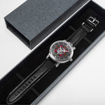Clan Donnachaidh Robertson Crest & Tartan Knot Sterling Silver Unisex Automatic Watch (Silver) Size 46mm
