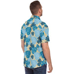 Men Hawaiian Shirt Cliff Hanger Hawaiian Monstera Leaf Blue Men Short Sleeve Shirt