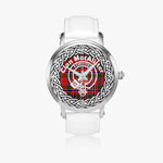 MacAlister Scottish Clan Tartan Crest Badge Old Silver Automatic Watch Size 46mm