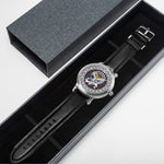 Carnegie Scottish Clan Tartan Crest Badge Silver Automatic Watch Size 46mm