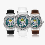 Douglas Scottish Clan Tartan Crest Badge Silver Automatic Watch Size 46mm