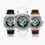 Scottish Lamont Clan Tartan Crest Badge Silver Automatic Watch Size 46mm