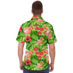 Men Hawaiian Shirt Flamingo Birds and Tropical Plants Hawaiian Men Short Sleeve Shirt