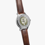 Scottish Pollock Clan Tartan Crest Badge Silver Automatic Watch Size 46mm