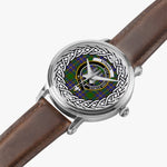 Strang (or Strange) Scottish Clan Tartan Crest Badge Silver Automatic Watch Size 46mm