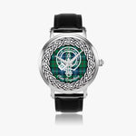 Scottish Urquhart Clan Tartan Crest Badge Silver Automatic Watch Size 46mm