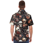 Men Hawaiian Shirt Boho Gothic Skull With Flowers Pattern Hawaiian Men Short Sleeve Shirt