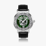 Scottish Gunn Ancient Clan Tartan Crest Badge Silver Automatic Watch Size 46mm