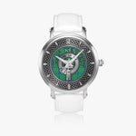 Clan Kennedy Crest & Tartan Knot Sterling Silver Unisex Automatic Watch (Silver) Size 46mm