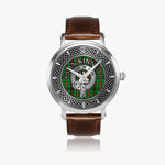 Clan Kinnear Crest & Tartan Knot Sterling Silver Unisex Automatic Watch (Silver) Size 46mm