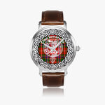 Scottish Somerville Clan Tartan Crest Badge Silver Automatic Watch Size 46mm