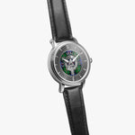 Clan Malcolm Crest & Tartan Knot Sterling Silver Unisex Automatic Watch (Silver) Size 46mm