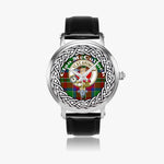 McCulloch Scottish Clan Tartan Badge Silver Automatic Watch Size 46mm
