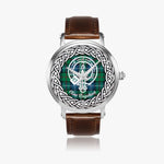 Scottish Urquhart Clan Tartan Crest Badge Silver Automatic Watch Size 46mm