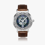MacInnes Clan Tartan Crest Badge Silver Automatic Watch Size 46mm