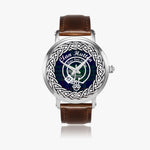 Scottish Hutton Clan Tartan Crest Badge Silver Automatic Watch Size 46mm